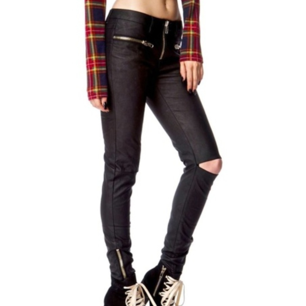 UNIF Iggy Black Faux Leather w/ Silver Zippers